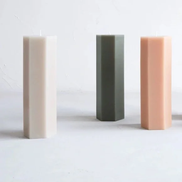 NIB Floral Society HEXAGON PILLAR CANDLE